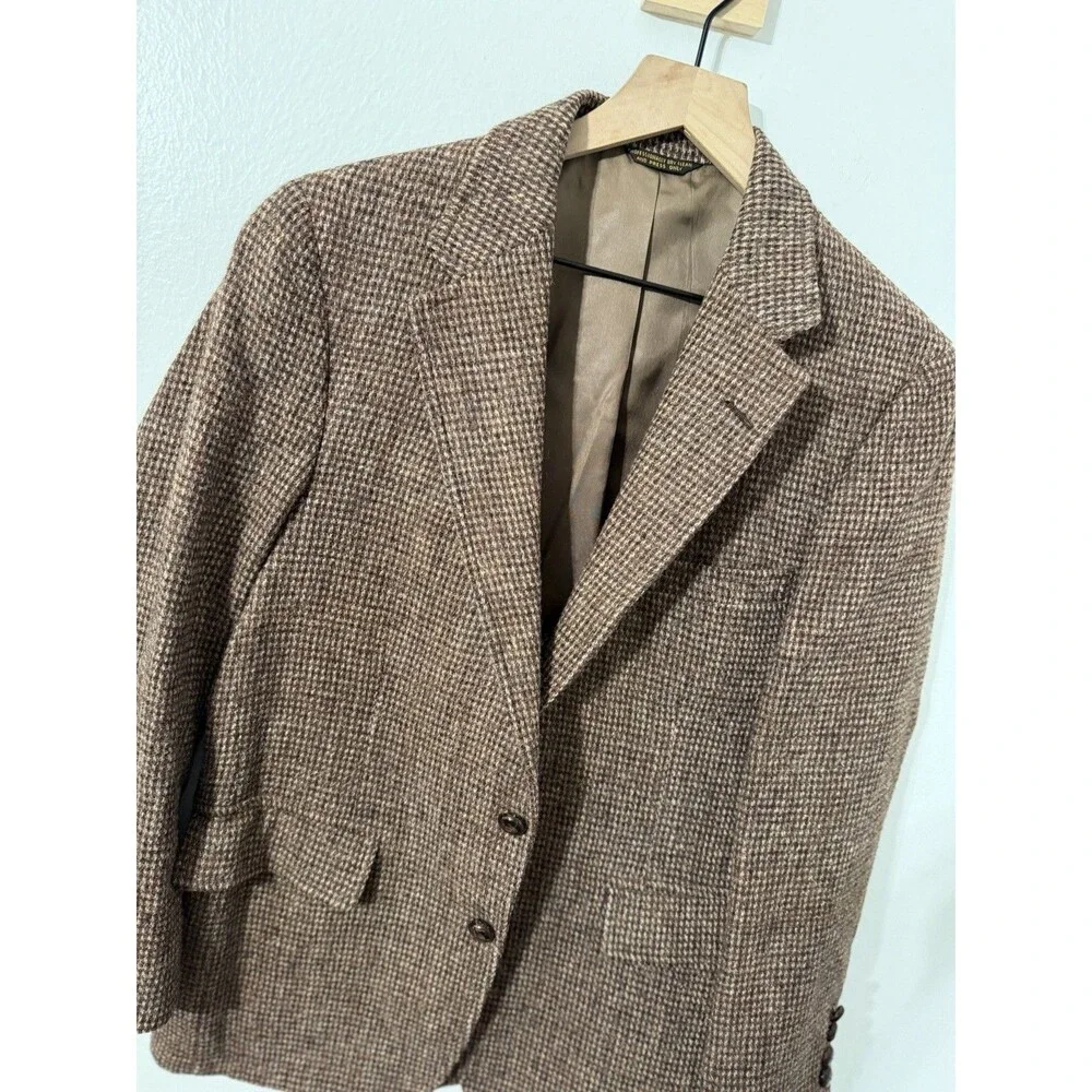 GANT Harris Tweed Mens Irish Wool Blazer Brown Sport Coat USA McAlpins Old Money